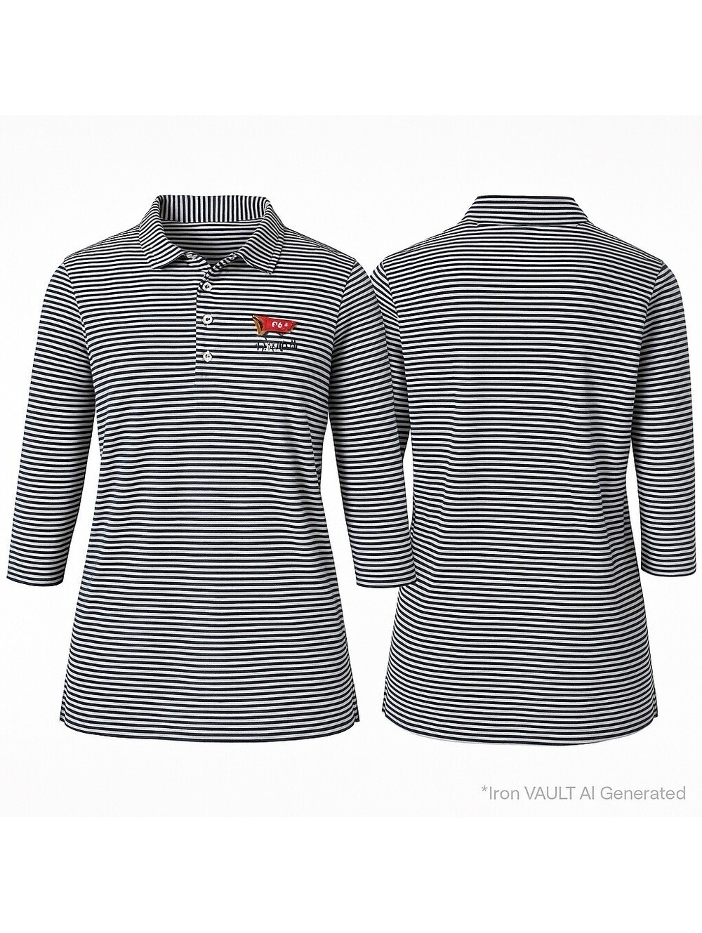 LACC US Open 2023 Renwick Womens Small Navy Stripe Polo 100 Percent Pima Cotton